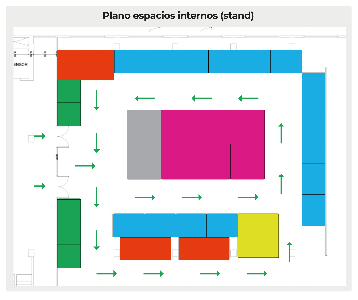 Mapa de stands de la muestra comercial en espacios internos